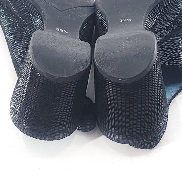 THIERRY RABOTIN Cherri Black Suede Peep Toe Slingback Wedge Sandals - Picture 5 of 7